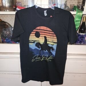 Black Graphic Tee with Sunset Design